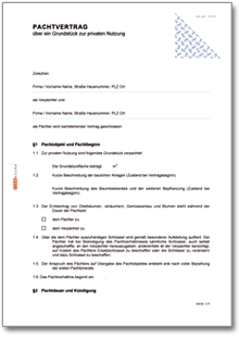 Pachtvertrag Schrebergarten Dokument zum Download