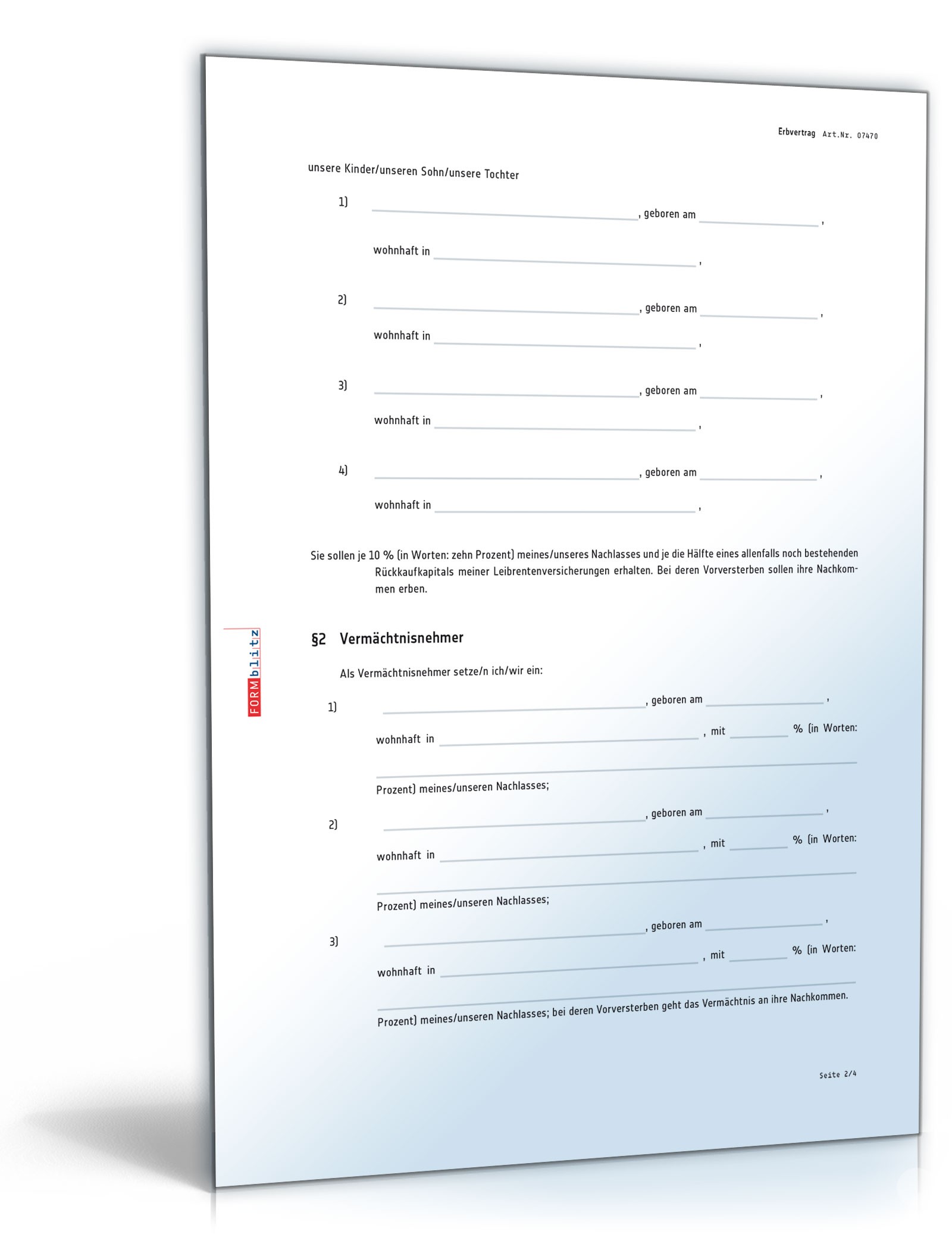 Erbvertrag | Muster nach schweizerischem Recht zum Download